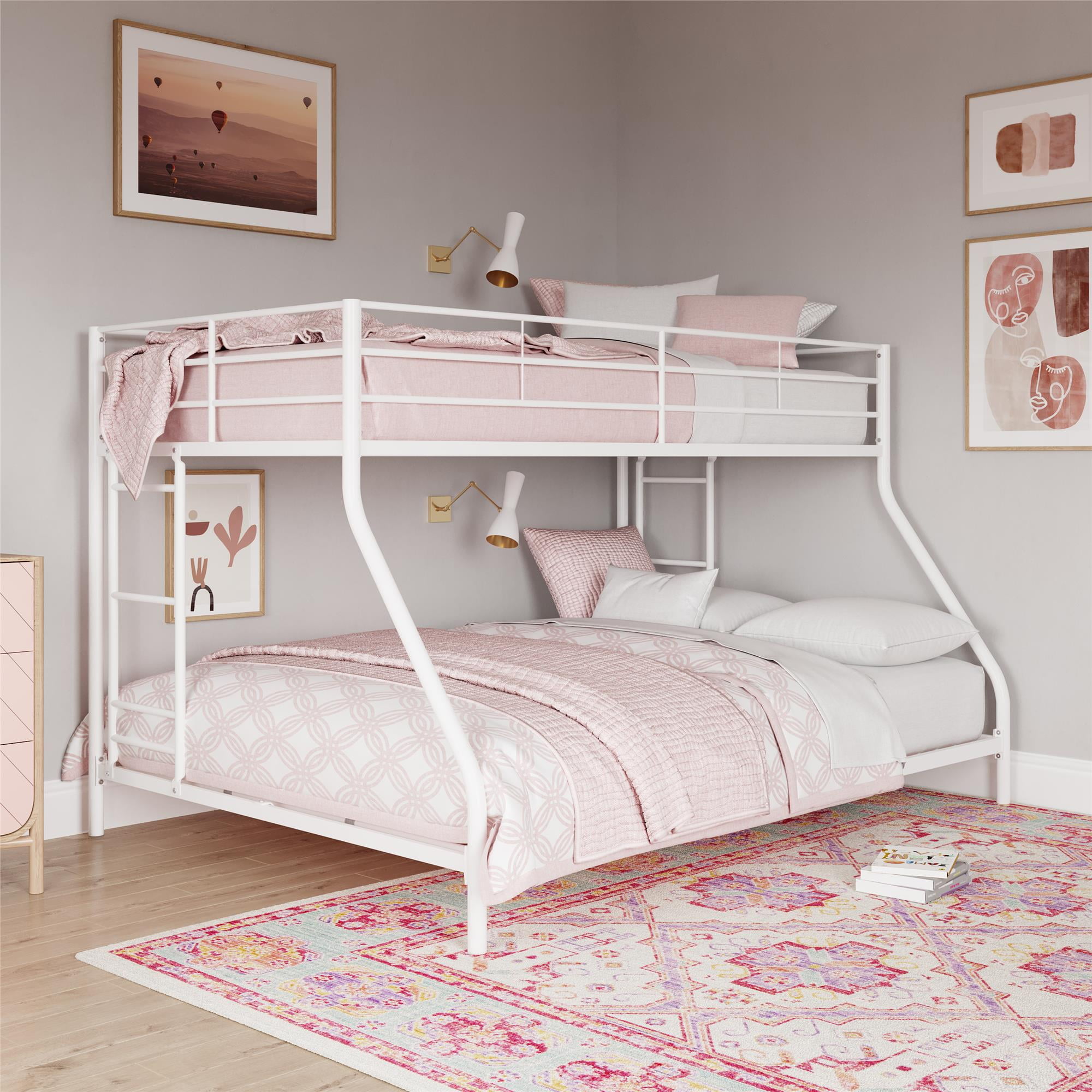 Mainstays Small Space Junior Twin over Full Low Profile Metal Bunk Bed