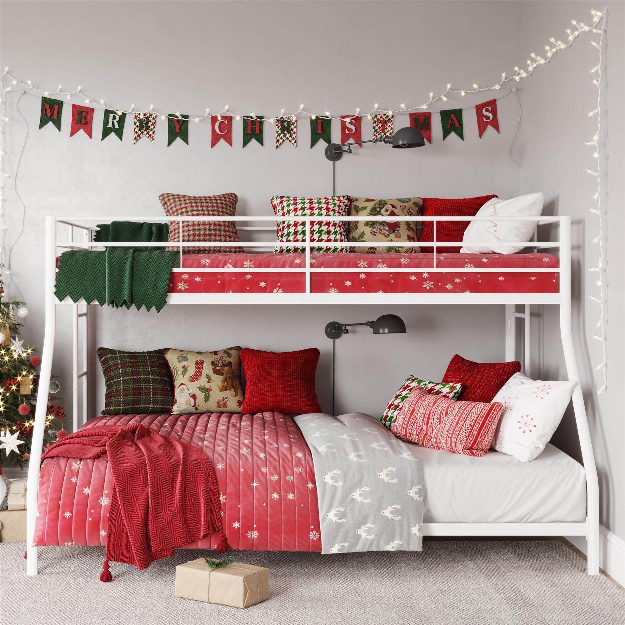 Mainstays Small Space Junior Twin over Full Low Profile Metal Bunk Bed