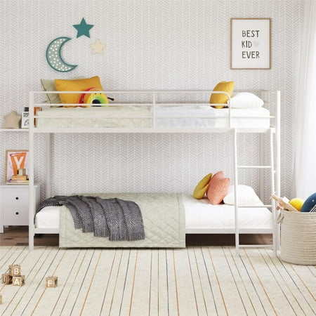Mainstays Small Spaces Twin-over-Twin Low Profile Junior Bunk Bed, White