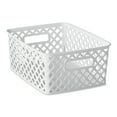 thumbnail image 1 of Mainstays Small White Decorative Plastic Storage Basket, 10 in x 8 in x 4 in, 1 of 6