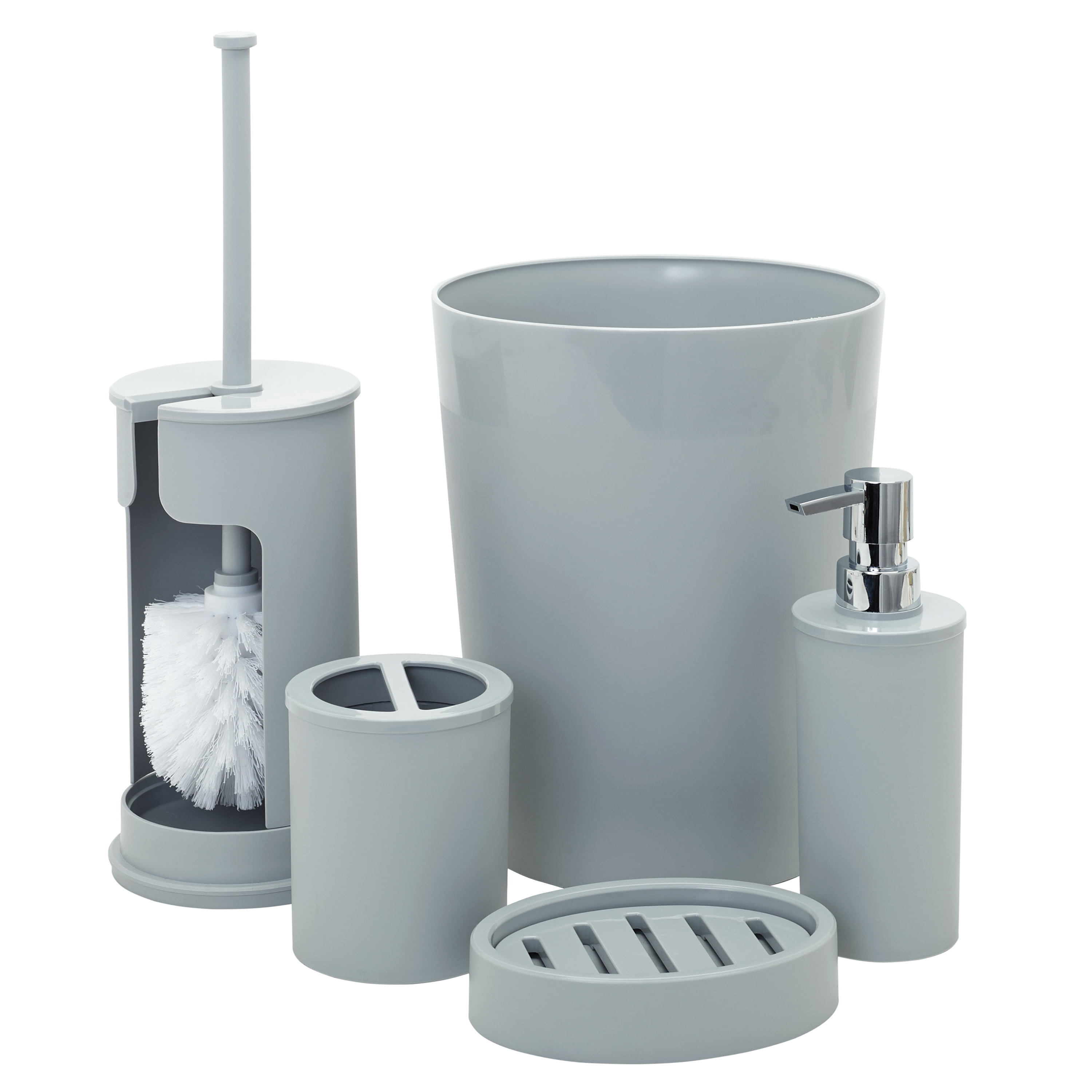 Mainstays Smart Accessories 5Piece Plastic Bath Accessory Set, Soft