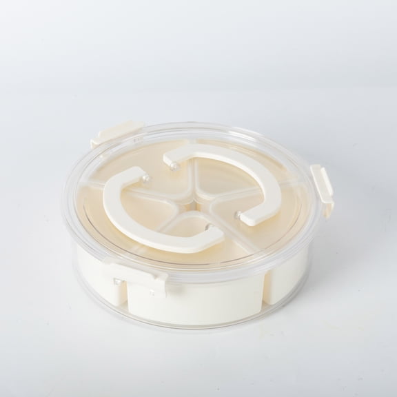 Mainstays Snackle Box Lunch & Snack Container, Round, 5 Compartments, Plastic, White
