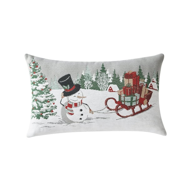 Mainstays Snowman Sled Decorative Throw Pillow, 14”x20 - Walmart.com