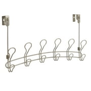 Mainstays SnugFit 6-Hook Steel over-the-Door Towel Rack and Robe Hooks, Satin Nickel