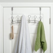 Mainstays SnugFit Over-the-Door Towel & Robe Rack – 6 Double Hooks, Satin Nickel
