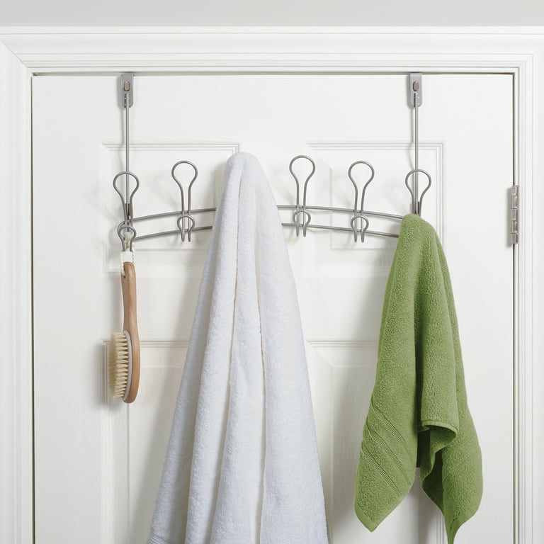 Mainstays SnugFit Over-the-Door Towel and Robe Rack, Satin Nickel