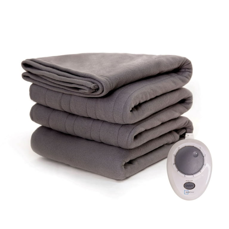 Mainstays Soft Fleece Electric Heated Blanket, Gray, Full, 72x84, 1  controller, all ages