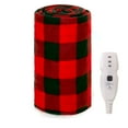 Mainstays Soft Fleece Electric Heated Throw Blanket, Red and Black