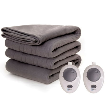 Mainstays Soft Fleece Gray Polyester Bed Blanket, Queen-Reversible