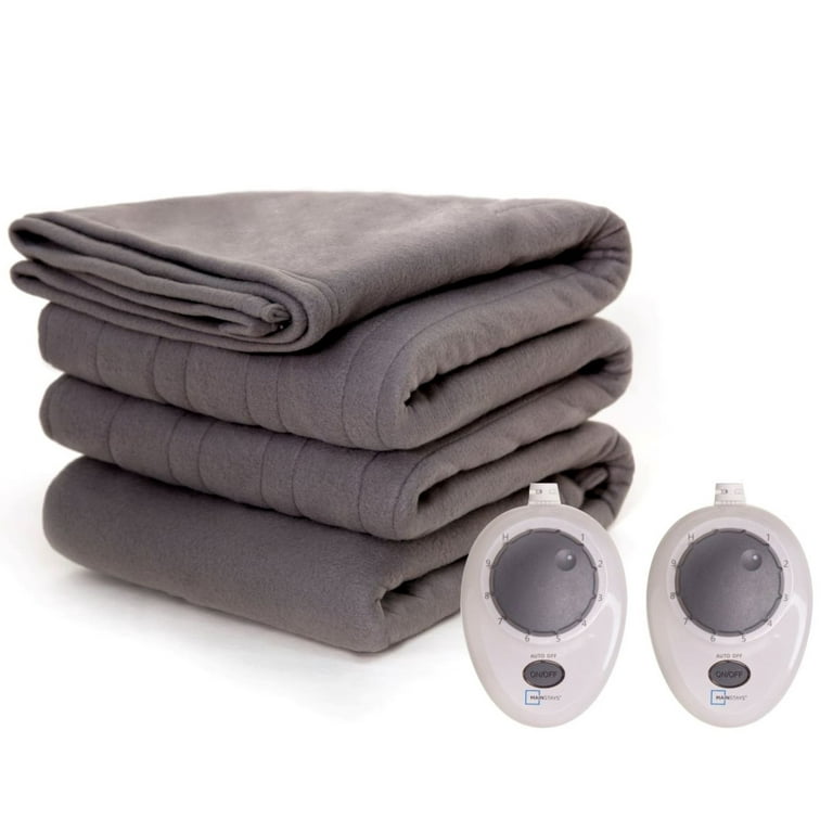 Mainstays Soft Fleece Gray Polyester Bed Blankets, King-Reversible