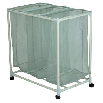 Mainstays Soft Silver 3 Bag Mesh Rolling Laundry Sorter Cart