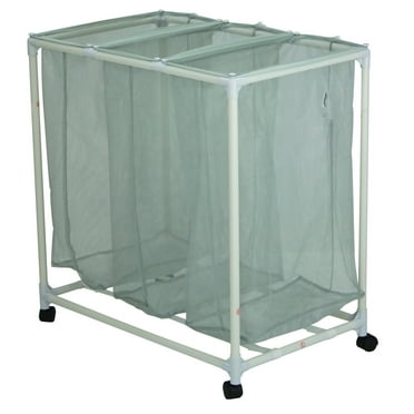 Mainstays Soft Silver 3 Bag Mesh Rolling Laundry Sorter Cart