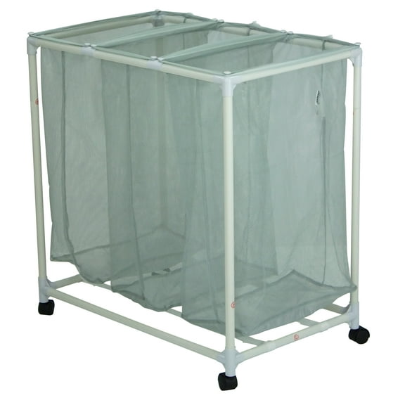 Mainstays Soft Silver 3 Bag Mesh Rolling Laundry Sorter Cart