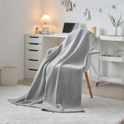 Mainstays Cozy Sweatshirt Chenille Throw Blanket, Soft Silver, 50" x 60"
