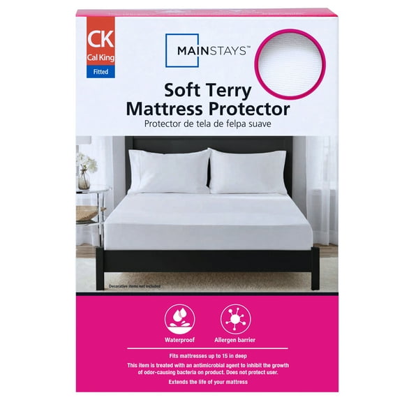 Mainstays Soft Terry Waterproof Fitted Mattress Protector, California King
