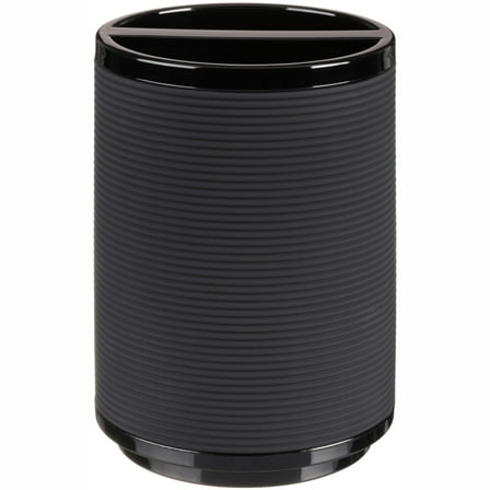 Mainstays Soft Touch Black Plastic Toothbrush Holder for Adults and Kids