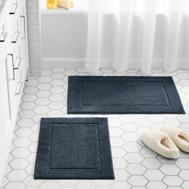 Mainstays Soft Touch Navy Polyester Tufted 2Piece Bath Rug Set, 20" x
