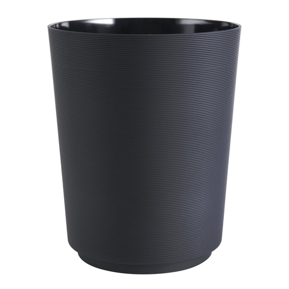 Mainstays Soft Touch Ribbed Plastic 1.98 gal Black Wastebasket