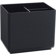 Mainstays Soft Touch Black Ribbed Plastic Organizer with 3 Compartments