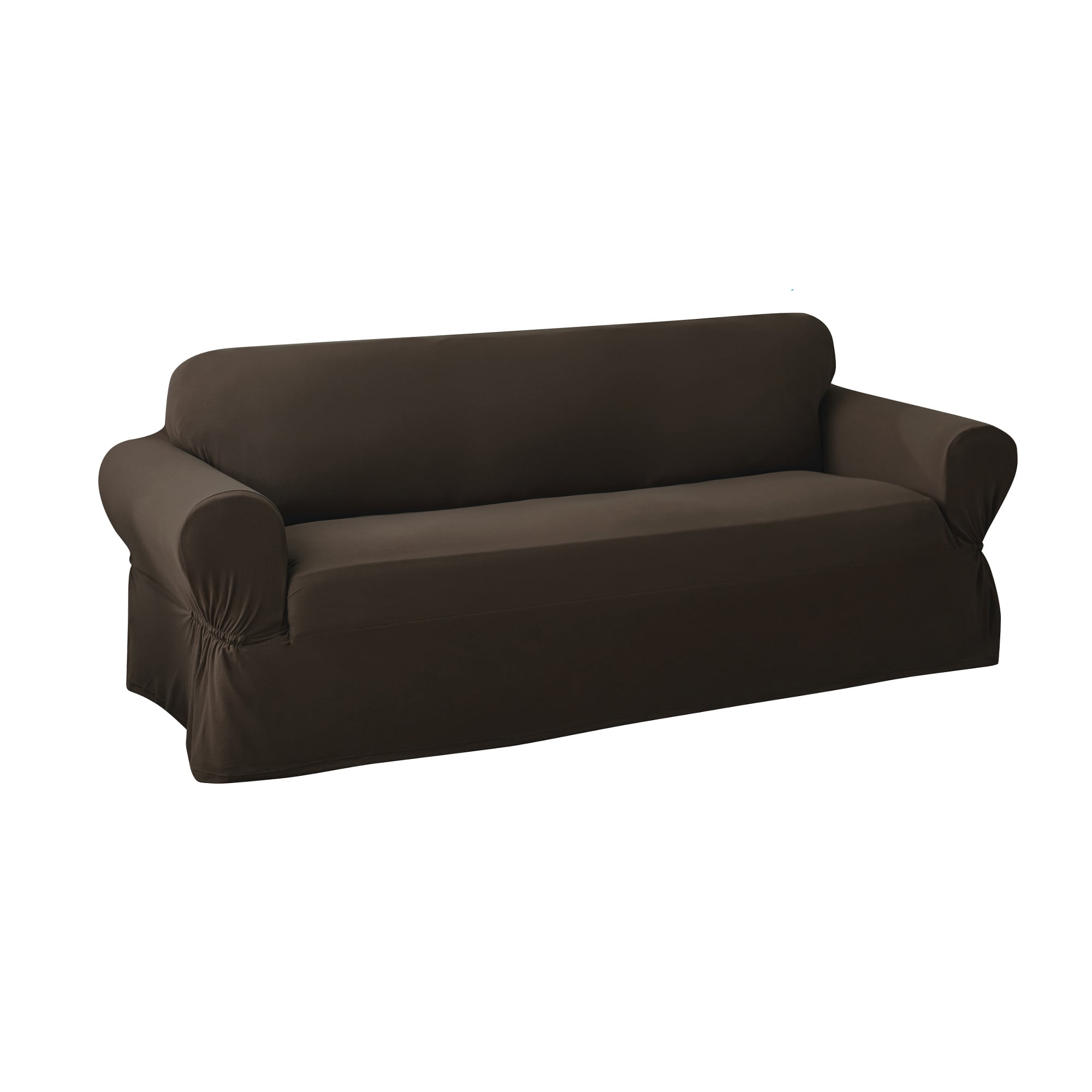 Mainstays Soft Touch Stretch Fabric Sofa Slipcover, Brown, 1Piece