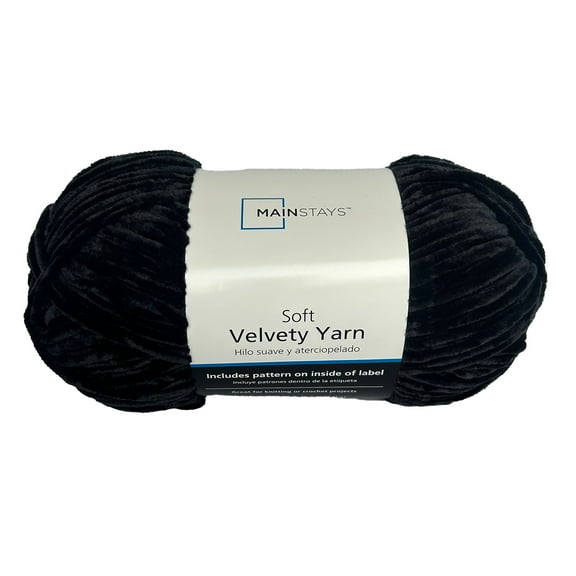 Mainstays Soft Velvety Yarn, 315 yd, Black, 100% Polyester