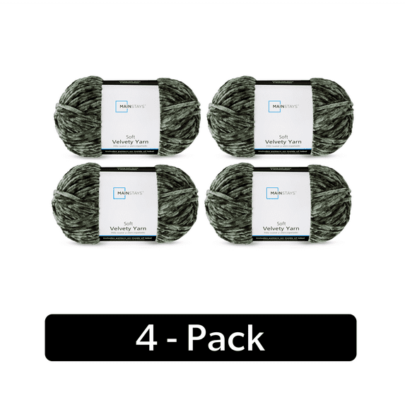 Mainstays Soft Velvety Yarn, 315 yd, Deep Thyme, 100% Polyester, Pack of 4