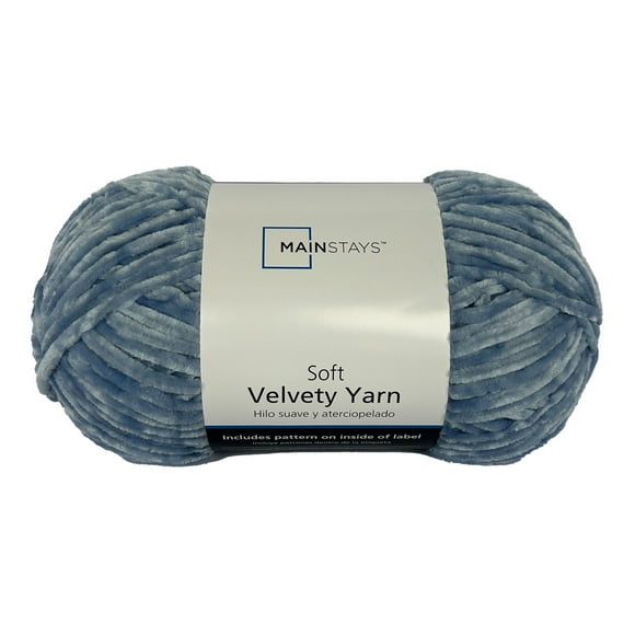 Mainstays Soft Velvety Yarn, 315 yd, Light Blue, 100% Polyester