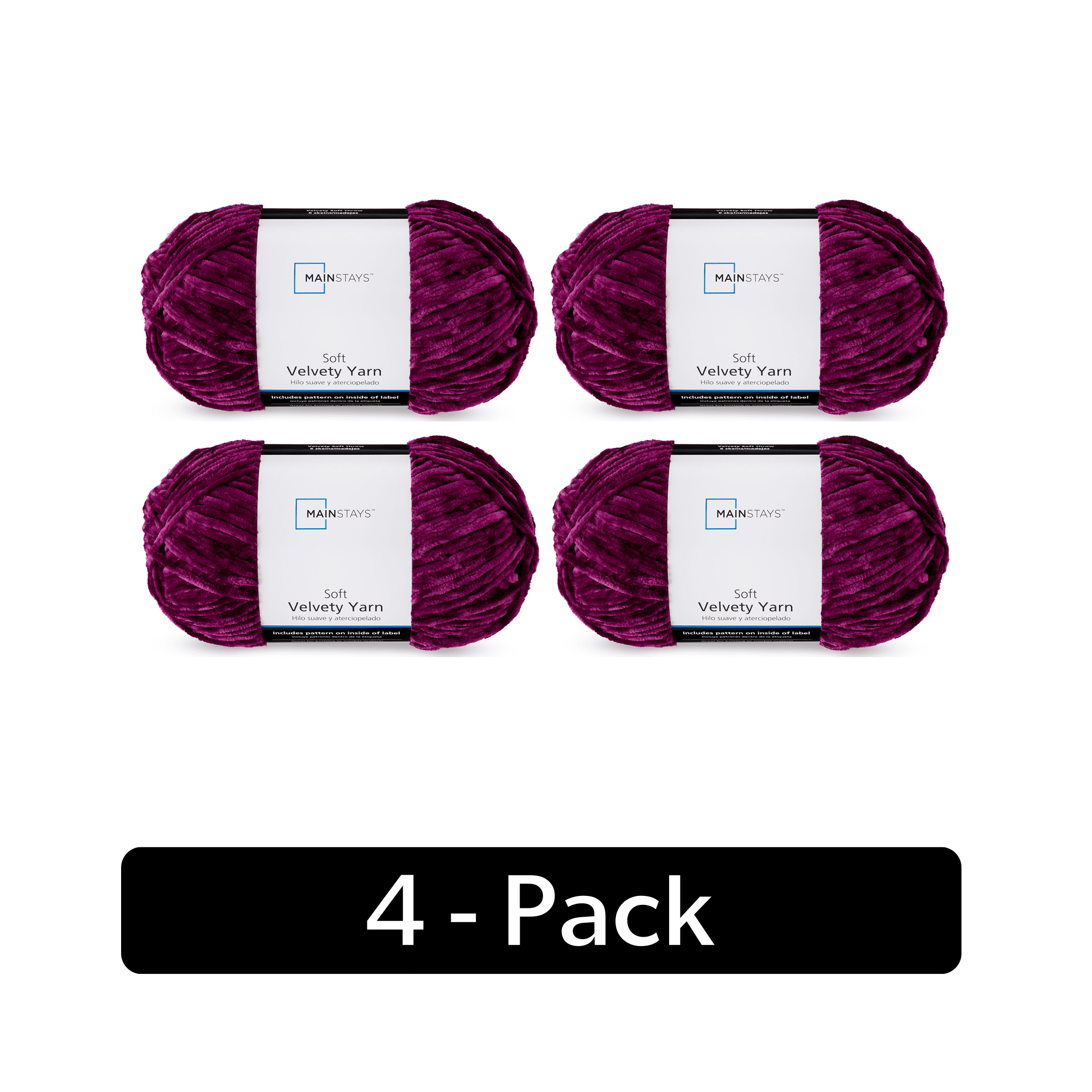 Mainstays Soft Velvety Yarn, 315 yd, Magenta Purple, 100