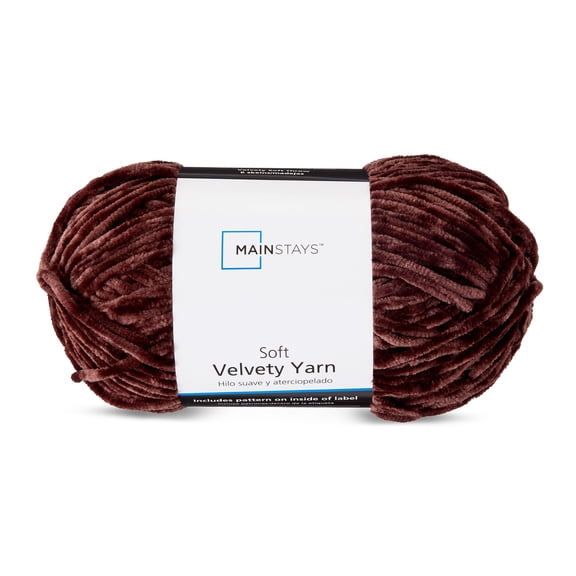 Mainstays Soft Velvety Yarn, 315 yd, Warm Chocolate, 100% Polyester
