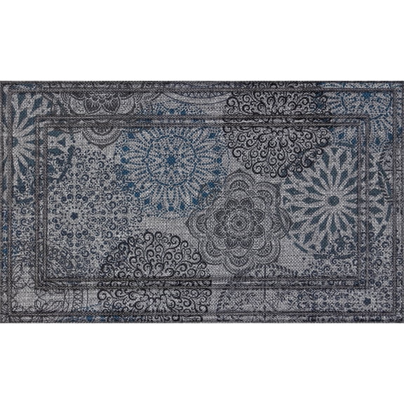 Mainstays Soho Neutral Medallions Blue Doormat, 18"x30"