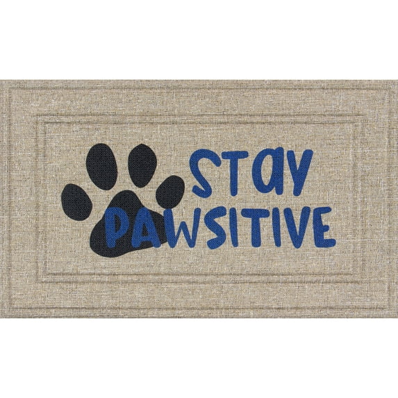Mainstays Soho Stay Pawsitive Blue Sisal Doormat, 18"x30"