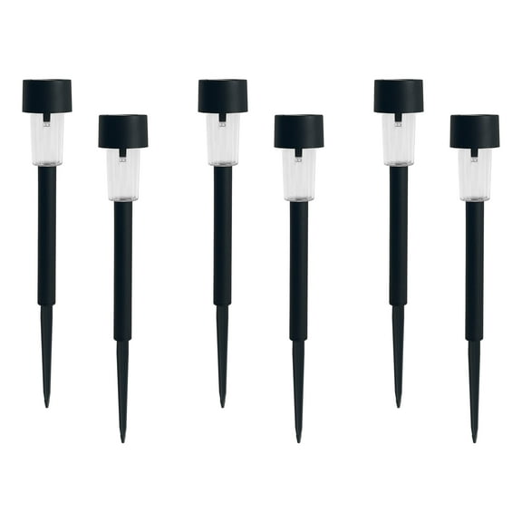 Mainstays Solar Powered Black Classic Column LED Path Light and Landscape Light, 2 Lumens (6 Count)