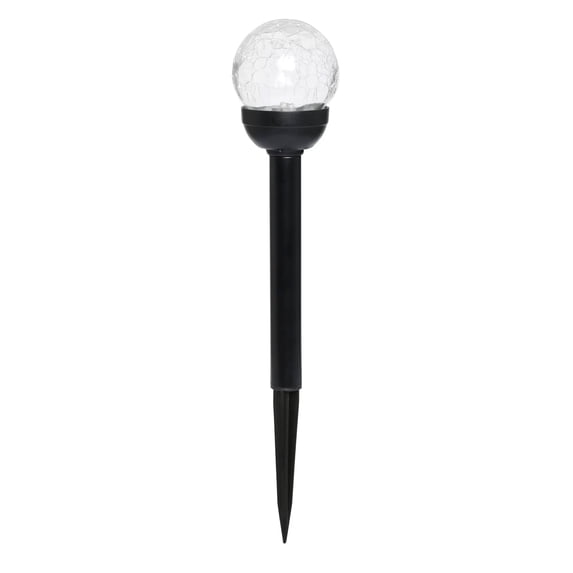Mainstays Solar Powered Black Crackle Glass Ball Path Light, Integrated LED, 3 Lumens