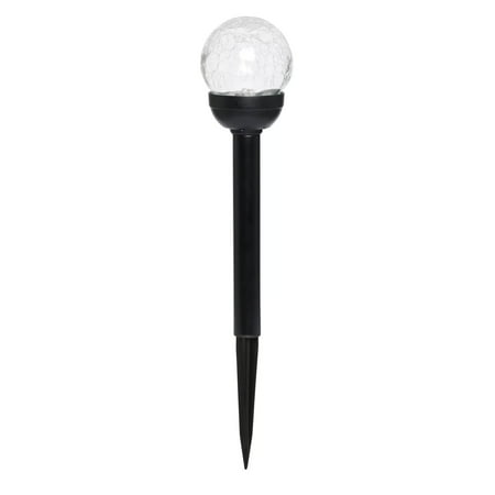 Mainstays Solar Powered Black LED Landscape Crackle Glass Ball Path Light, 3 Lumens, 6PK