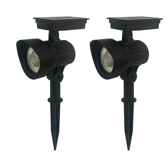 Mainstays Solar Powered Black LED Landscape Spot Light, 30 Lumens (2 Count)
