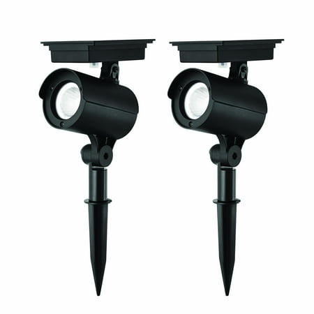 Mainstays Solar Powered Black LED Landscape Spot Light, 60 Lumens (2 Count)