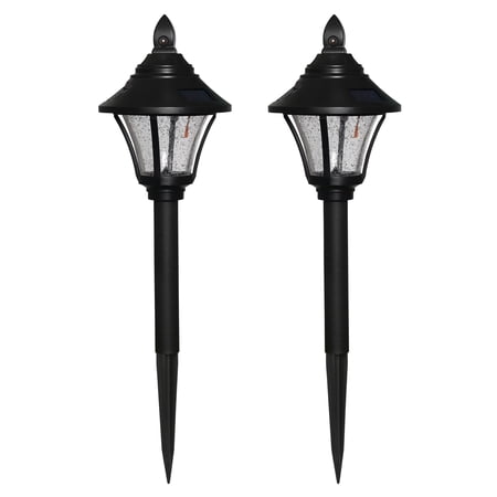Mainstays Solar Powered Black Motion Activated LED Path Light, 100 Lumens, (2 Count)