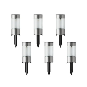 Mainstays Solar Powered Bollard Mini Landscape Path Lights, Warm White, 6 Pack