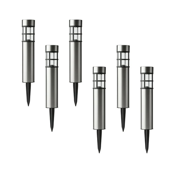 Mainstays Solar Powered Stainless Steel Bollard Landscape Path Light, 10 Lumens (6 Count)