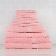 Mainstays Solid 10-Piece Bath Towel Set, Daylily Pink