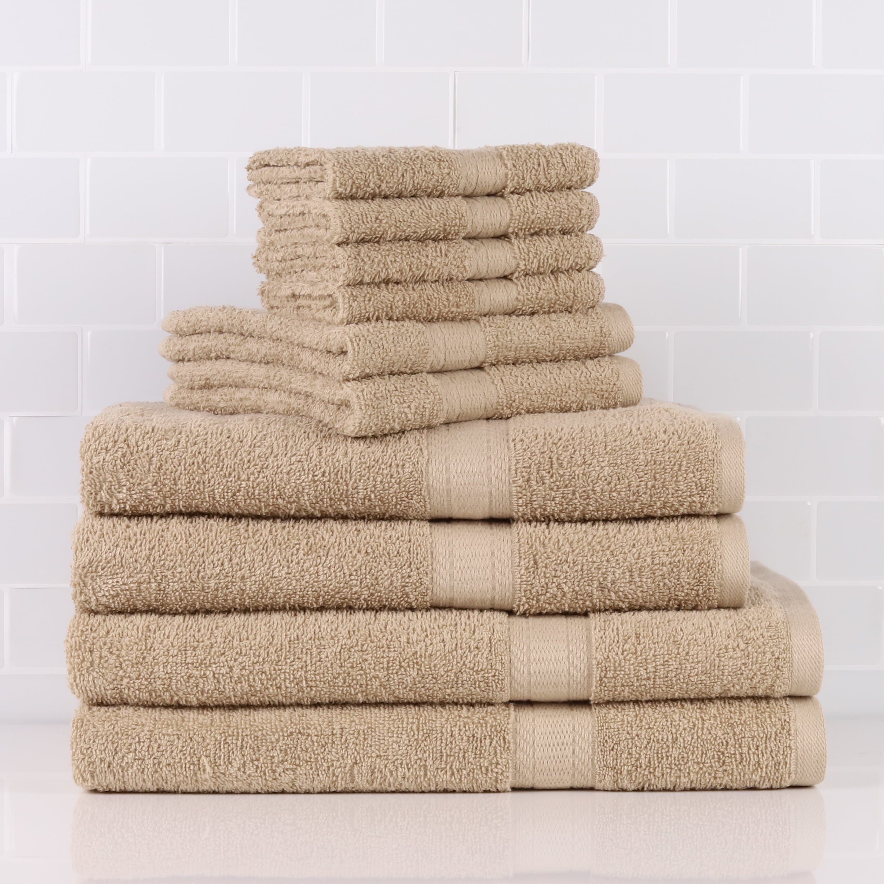 Mainstays Basic Solid 18-Piece Bath Towel Set Collection, Black 