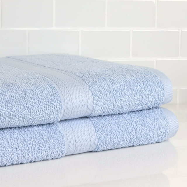 Mainstays Solid 2Piece Bath Sheet Set, Blue Shell