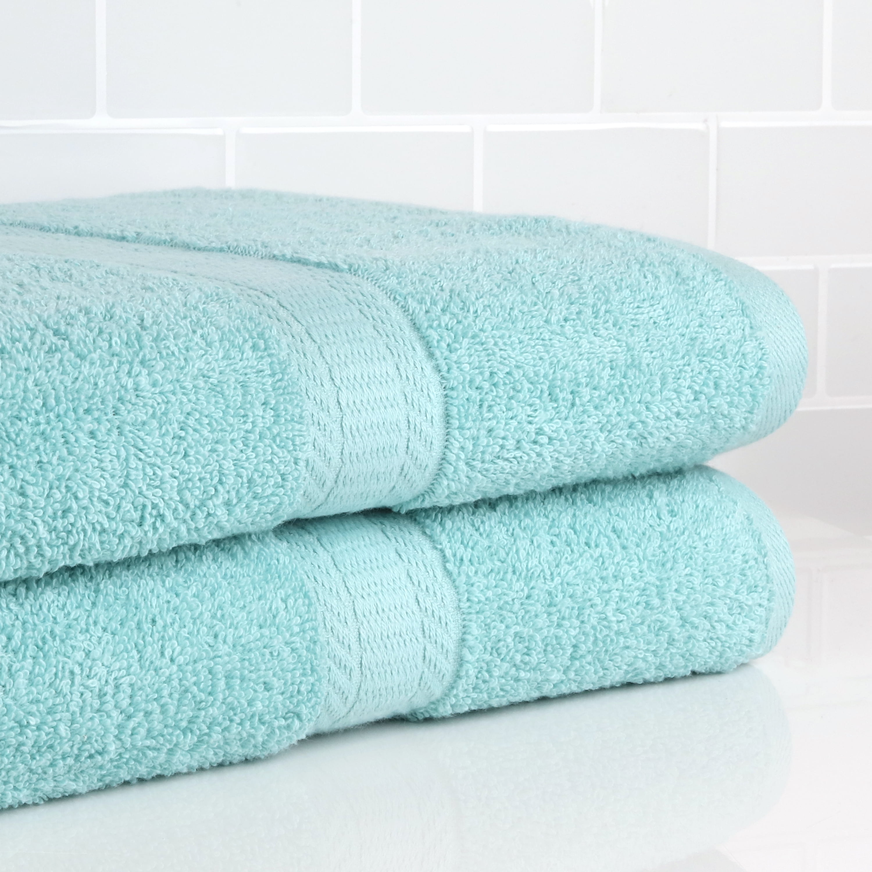 Mainstays Solid 2Piece Bath Sheet Set, Clearly Aqua