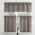 thumbnail image 1 of Mainstays 3-Piece Textured Semi Sheer Rod Pocket Kitchen Window Tier Pair and Valance, 2 Café Curtains and 1 Curtain Valance, Beige, 56"W x 36"L, 1 of 8