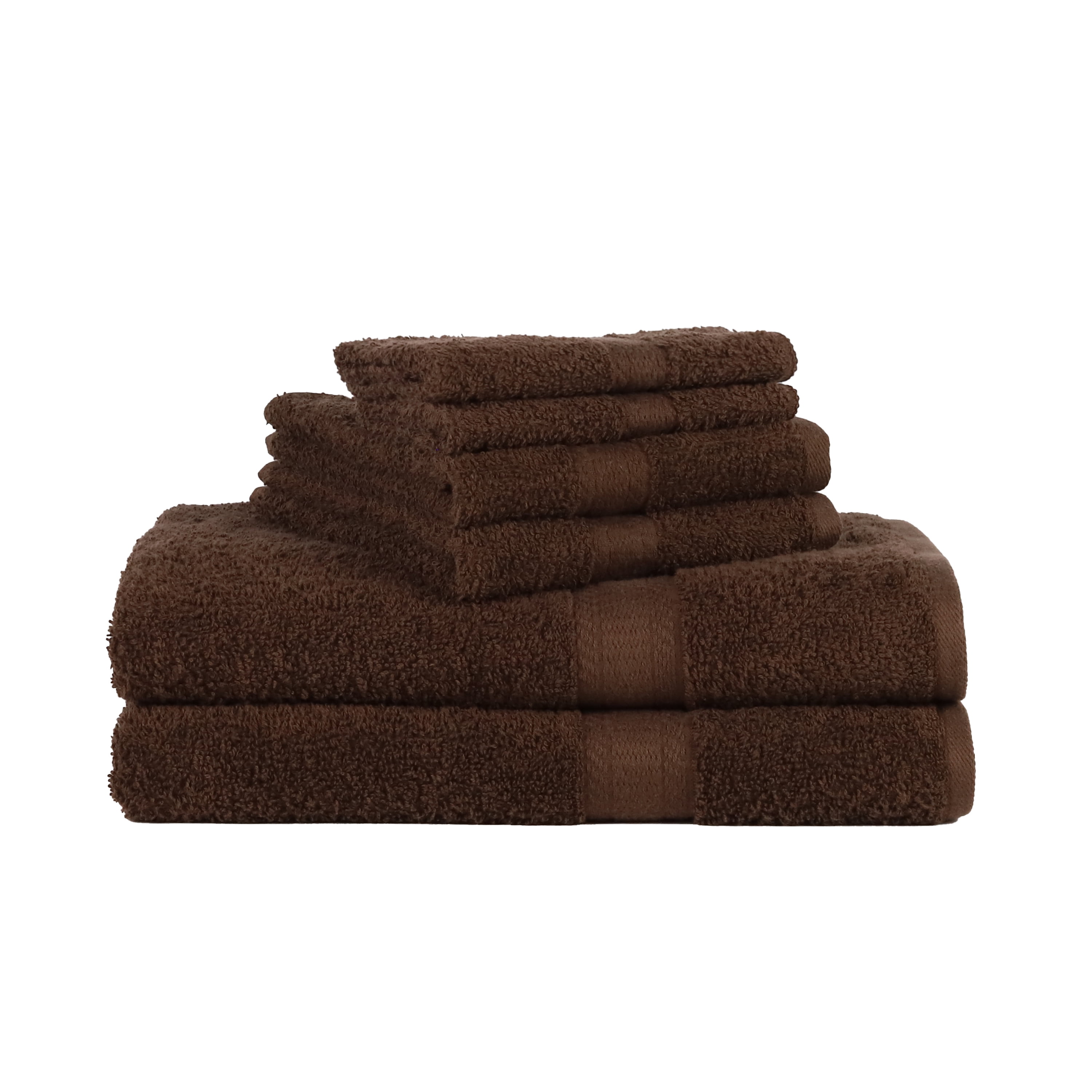 Mainstays Solid 6-Piece Bath Towel Set, Brown Basket - Walmart.com