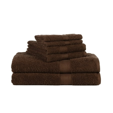 Mainstays Solid 6-Piece Bath Towel Set, Brown Basket