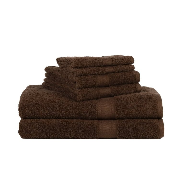 6-Piece Brown Extra Soft 100% Egyptian Cotton Bath Towel Set
