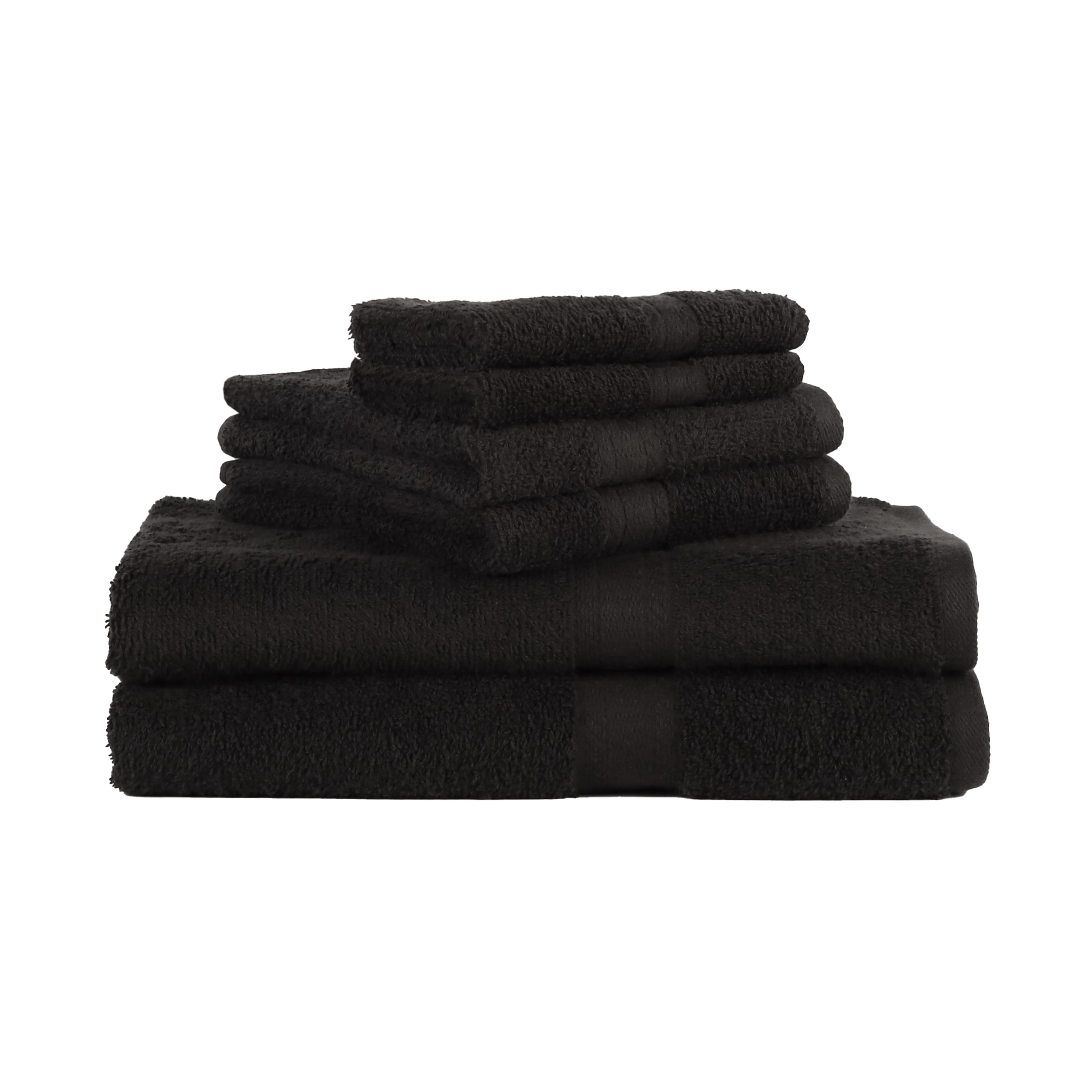 Mainstays Solid 6Piece Bath Towel Set, Rich Black
