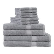Mainstays Solid Adult 10-Piece Bath Towel Set, School Grey