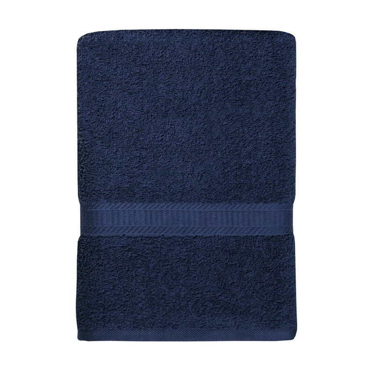Mainstays 100 Cotton Bath Sheet Super Soft and Highly Absorbent Basic Solid Premium Cotton Bath Sheet for Bathroom Hotels Spa and Gym Navy